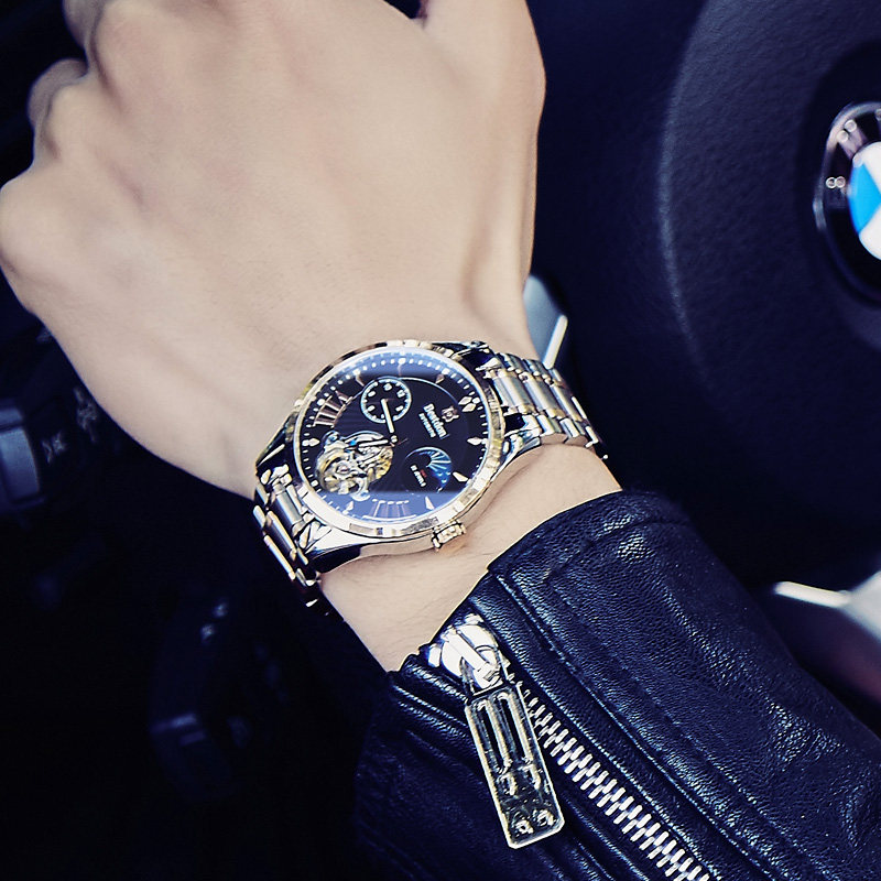 邦顿手表男机械表镂空男款正品防水夜光超薄男士手表2019新款瑞士