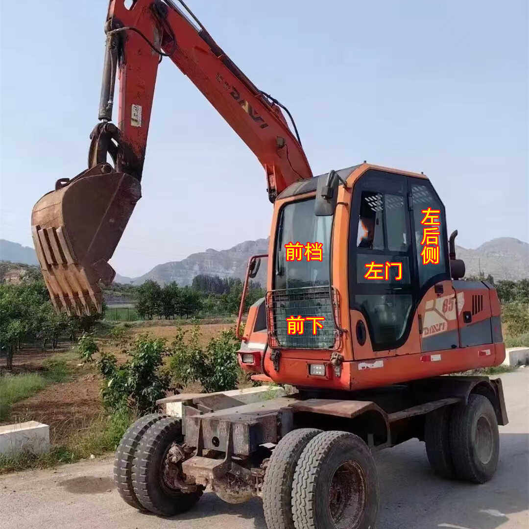 雷道B85挖掘机前档风玻璃车门推拉窗后档右臂天窗钢化玻璃