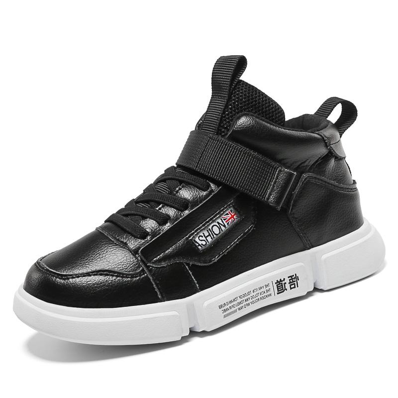 中邦牛皮秋冬款黑色男孩男童板鞋