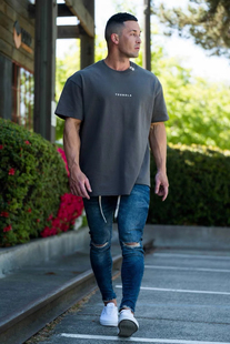 外贸     YLA男士运动纯棉短袖休闲宽松高克重圆领T恤