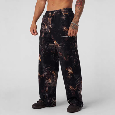 外贸    YOUNGLA毛圈直筒卫裤美式阔腿健身撸铁长裤男