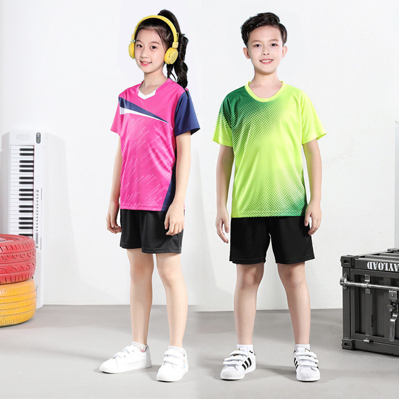 儿童羽毛球服女童运动球衣乒乓球服男童短裤短袖训练服网球服夏季
