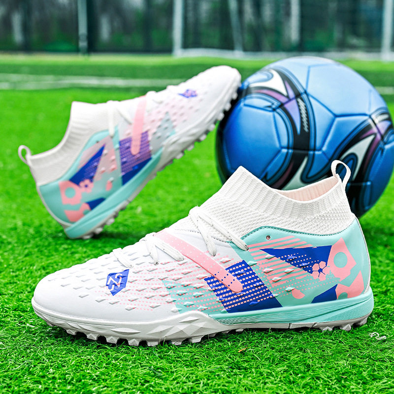 新款高帮足球鞋男女青少年专业训练运动鞋学生长钉碎钉训练鞋