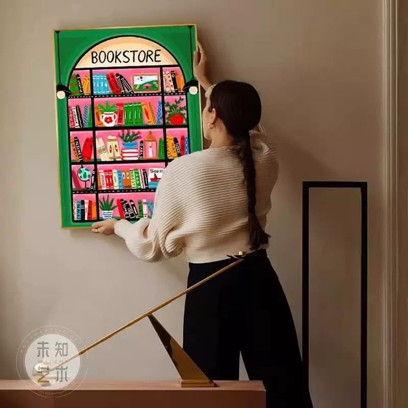 现货2026新款书架diy数字油画手工填色涂色丙烯油彩画装饰画,家居饰品,DIY/数字油画,淘宝优惠券,粉丝福利购,淘宝优惠卷