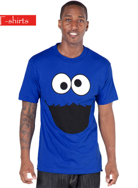 80s T恤世界 芝麻街之甜饼怪Cookie 短袖T恤宝蓝色 纯棉 男装男款