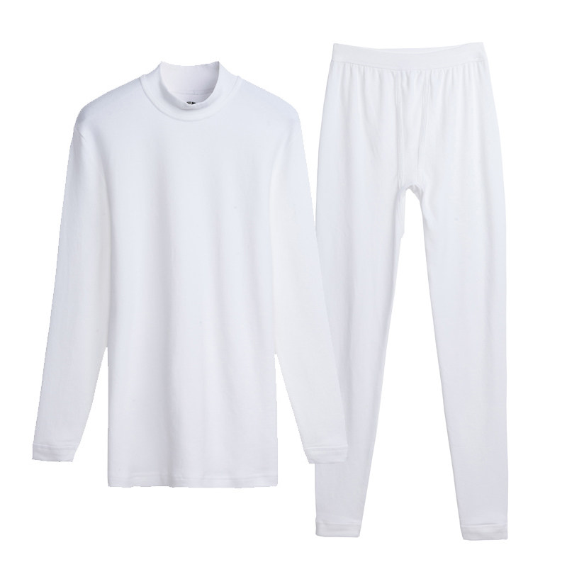 SEMI-HIGH NECK COTTON MENS COTTON SWEATER MIDDLE-AGED AND ELDERLY COTTON THIN COUPLES WHITE BASE AUTUMN COAT AUTUMN PANTS SET WINTER