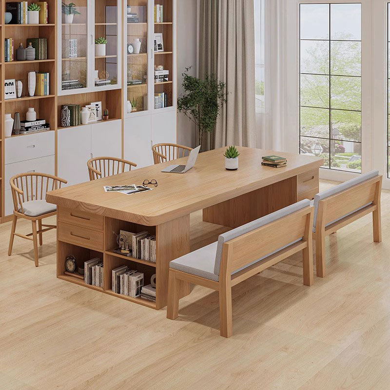 去客厅化大长书桌实木原木学习桌书法桌北欧家用书房工作台长桌子