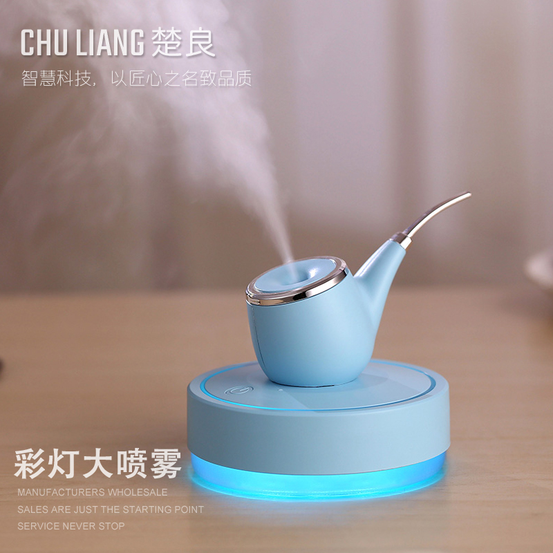 创意新品烟斗摆件加湿器七彩呼吸灯大雾量斜喷空气净化除静电礼品