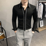 2021春装男衬衫长袖绣花衬衫男青年潮流花衬衫时尚A068-H696，男装衬衫，星座419（原A233）