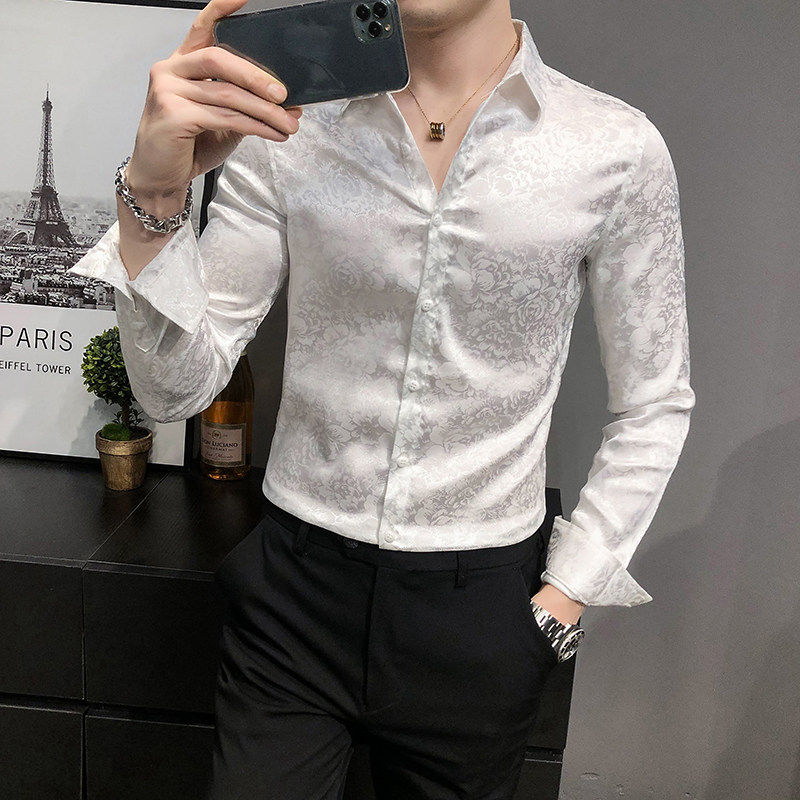 四季款男英伦衬衫长袖修身印花衬衣男青年商务衬衫A068-BF881-P60,男装衬衫,星座419（原A233）