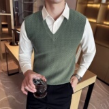 男士假两件毛衣~潮流撞色拼接针织毛衣~衬衫领拼接419-S8808-P79，男装衬衫，星座419（原A233）