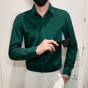 秋新款男个性长袖衬衫时尚轻奢品质衬衣修身款常年款BF76-P60控88图片
