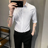 2021春夏男衬衫中袖纯色衬衣青年商务衬衫潮流花衬衫时尚BF96，男装衬衫，星座419（原A233）