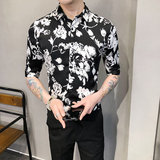 2021春夏男衬衫中袖印花衬衣青年商务衬衫潮流花衬衫时尚BF91，男装衬衫，星座419（原A233）