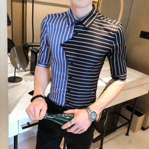 2021春夏男衬衫中袖个性衬衣青年商务衬衫潮流花衬衫时尚D821-P55图片