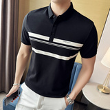 英伦风~春夏男士撞色翻领T恤夏季短袖潮男休闲POLO衫Y586-P55，男装Polo衫，星座419（原A233）
