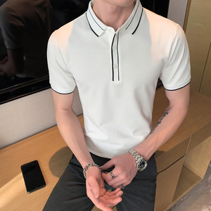 2025春夏型男短袖花色T恤翻领休闲针织POLO衫A233-PH10-P55控75图片