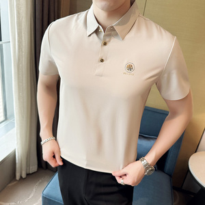 英伦风~春夏男士纯色翻领T恤夏季短袖无痕高弹休闲POLO衫Y090-P75图片