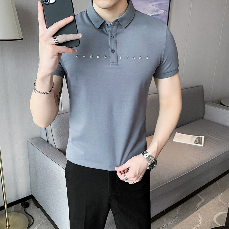 Polo衫纯棉男短袖t恤夏季纯色潮流休闲新款英伦POLO外穿PH620-P50，男装Polo衫，星座419（原A233）