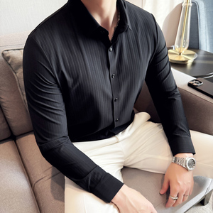 男士四季款长袖衬衫~高级感商务衬衫~纯色休闲衬衣419-M2359-P75图片