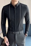 春夏男士衬衫高级感休闲衬衣长袖条纹衬衫男衬衣A233-M2103-P65，男装衬衫，星座419（原A233）