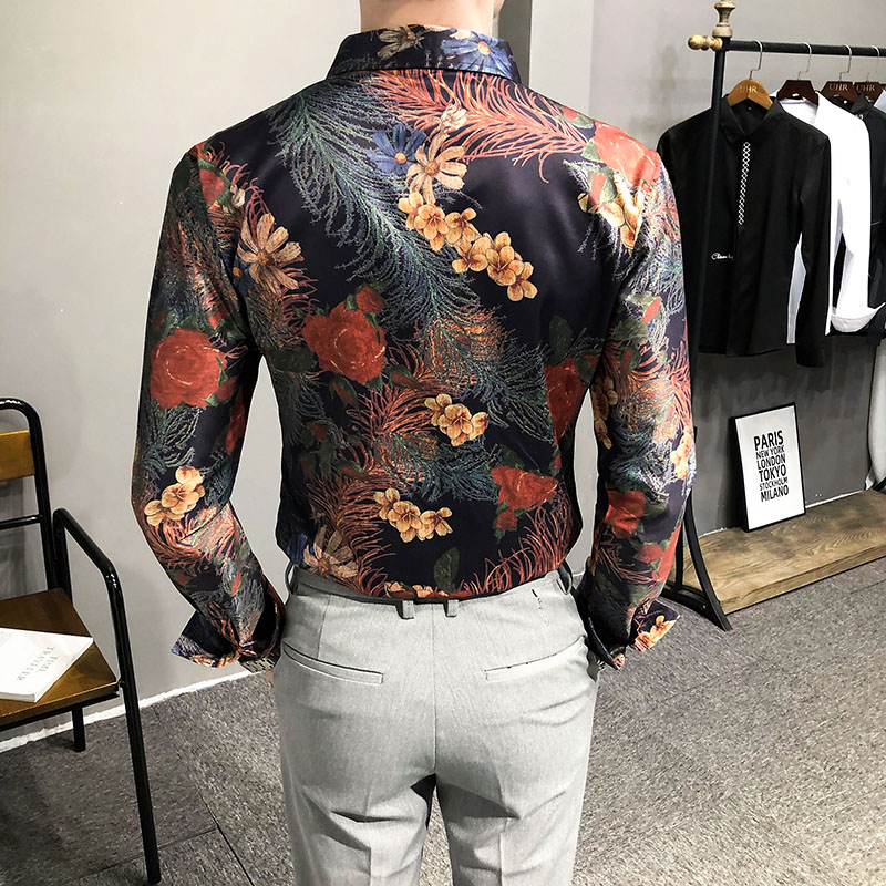 2021春装男衬衫长袖印花衬衫男青年潮流花衬衫时尚A068-H694,男装衬衫,星座419（原A233）