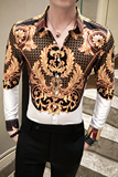 2021春男衬衫英伦男长袖上衣韩版修身印花衬衫工服A068-H800-P55，男装衬衫，星座419（原A233）