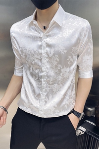 男士中袖衬衫七分袖衬衣潮流轻熟风社会小伙7分半袖衬衫BF95-P55图片