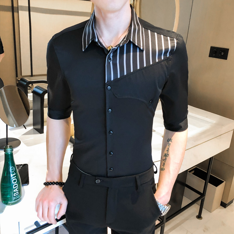 2021春夏男衬衫中袖个性衬衣青年商务衬衫潮流花衬衫时尚D825,男装衬衫,星座419（原A233）