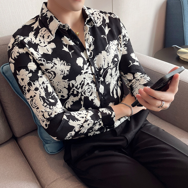 四季款男花色长袖衬衫英伦时尚轻奢品质衬衣修身款个性款BF11,男装衬衫,星座419（原A233）
