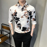 2021春夏男衬衫中袖印花衬衣青年商务衬衫潮流花衬衫时尚BF90-P55，男装衬衫，星座419（原A233）