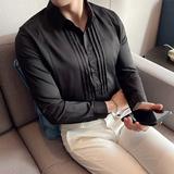 四季款男纯色长袖衬衫英伦时尚轻奢品质衬衣修身款个性款BF10，男装衬衫，星座419（原A233）