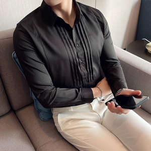 四季款男纯色长袖衬衫英伦时尚轻奢品质衬衣修身款个性款BF10图片