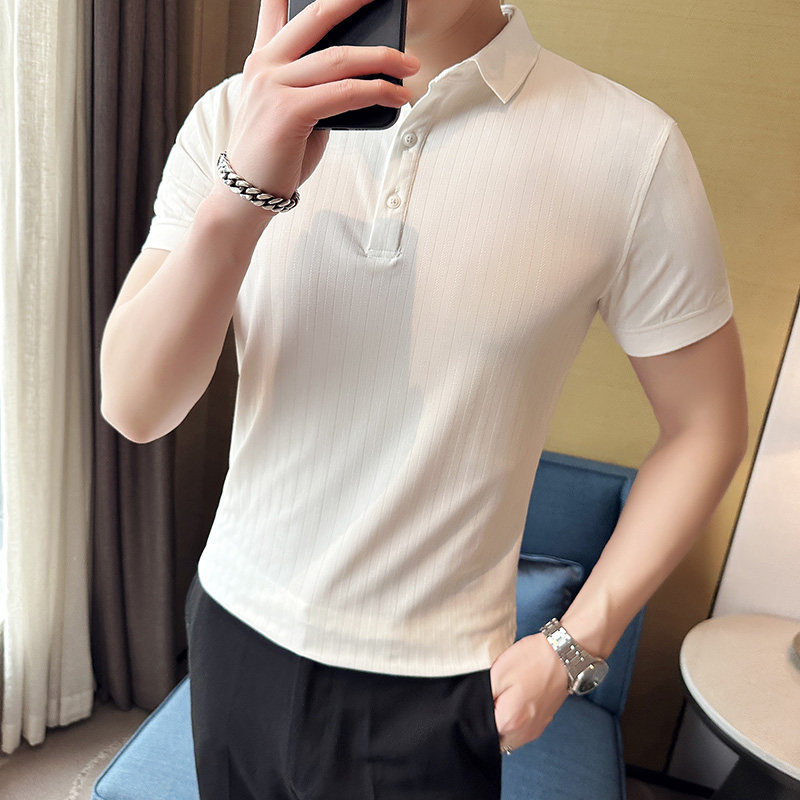 英伦风~春夏男士纯色翻领T恤夏季短袖潮男高弹POLO衫Y004-P55,男装Polo衫,星座419（原A233）