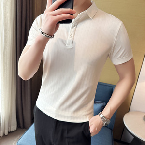 英伦风~春夏男士纯色翻领T恤 夏季短袖潮男高弹POLO衫Y004-P55图片
