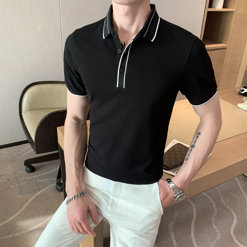 2025春夏型男短袖花色T恤翻领休闲针织POLO衫A233-PH10-P55控75，男装T恤，星座419（原A233）