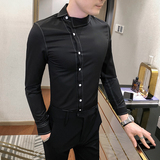 2021秋男衬衫英伦长袖上衣纯色男装韩版修身四季潮流衬衣H602-P55，男装衬衫，星座419（原A233）
