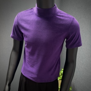 春夏新款男士半高领打底衫~短袖加绒T恤~纯色打底 419-T2601-P45，男装T恤，星座419（原A233）