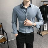 21春装男衬衫长袖纯色衬衣青年商务衬衫四季款工装推荐H699特，男装衬衫，星座419（原A233）
