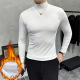 男士秋冬半高领加绒长袖打底T恤加厚保暖打底衫高弹XS66-P55黑色，男装T恤，星座419（原A233）