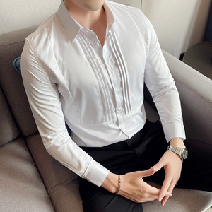 四季款男纯色长袖衬衫英伦时尚轻奢品质衬衣修身款个性款BF10图片