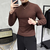 秋冬男士半高领长袖打底T恤男百搭保暖打底衫纯色XS65-P39黑色，男装T恤，星座419（原A233）