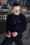 网红外套男秋冬呢料夹克男韩版短款黑色呢料夹克A068-QK808-P135，男装夹克，星座419（原A233）
