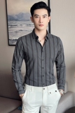 四季款男条纹长袖衬衫轻熟衬衣韩版修身个性上衣秋装衬衫BF25，男装衬衫，星座419（原A233）