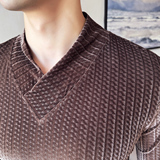 男士秋冬V领长袖打底衫男个性款小波点打底T恤419-DX004-P45，男装T恤，星座419（原A233）