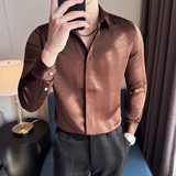 男士四季款长袖衬衫~肌理感纯色衬衣~高级感衬衫419-DC2229-P65，男装衬衫，星座419（原A233）