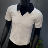 春夏新款针织衫~翻领针织T恤针织打底衫~撞色翻领针织衫G6603-P65，男装T恤，星座419（原A233）