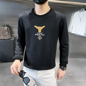 秋冬款圆领社会小伙套头卫衣韩版宽松网红印花男外套Y606图片