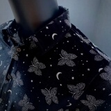 春夏新款男士长袖衬衫~金丝绒长袖衬衣~印花衬衫419-H2235-P65，男装衬衫，星座419（原A233）