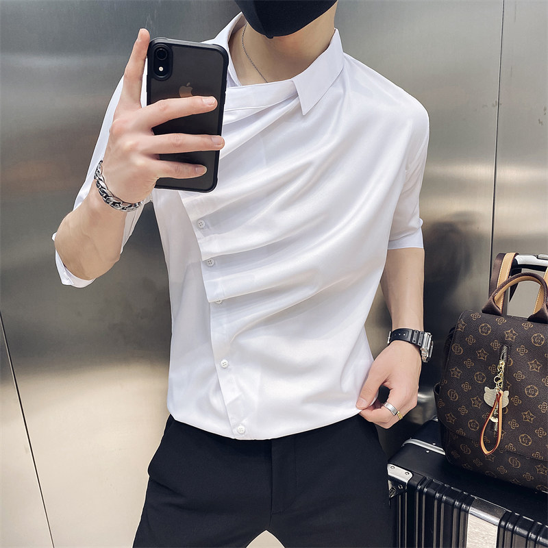 男士中袖衬衫个性七分袖衬衣潮流轻熟风社会小伙7分袖衬衫D24-P55，男装衬衫，星座419（原A233）